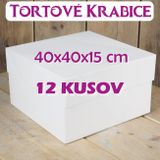 Biele tortové Maxi krabice - 40 x 40 x 15 cm - 12 ks