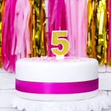 Sviečka na tortu - Zlatá - č. 5 - zvýhodnené balenie - 6 ks