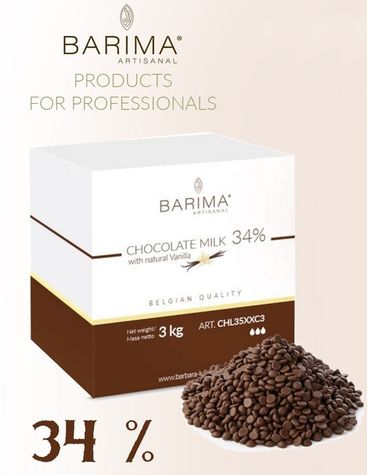 Barima - belgická značková čokoláda - Mliečna 34 % (3kg)