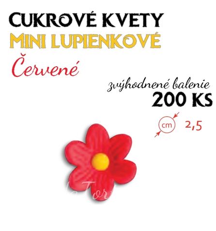 Cukrové mini kvety Červené (25mm) - zvýh.bal. 2 sady