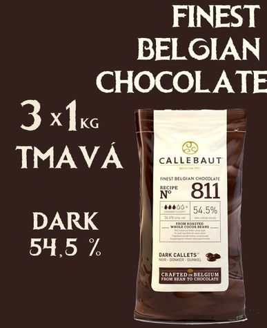 čokoláda Callebaut 811 DARK - Tmavá - 3x1kg