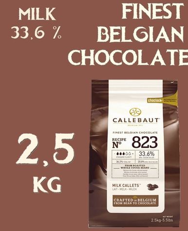 čokoláda Callebaut 823 - Mliečna - 2,5 kg balenie