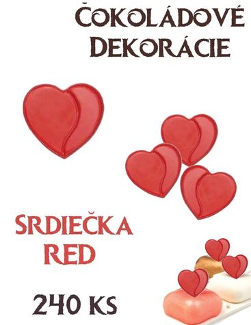 Čokoládové 3D Srdiečka - Red Heart (240ks)