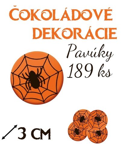 Čokoládové dekorácie 3D - Pavúky (189 ks)
