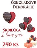 Čokoládové dekorácie 3D - Srdiečka I Love You (240ks)