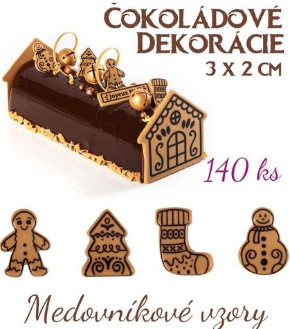 čokoládové dekorácie - medovníkové vzory - 140 ks