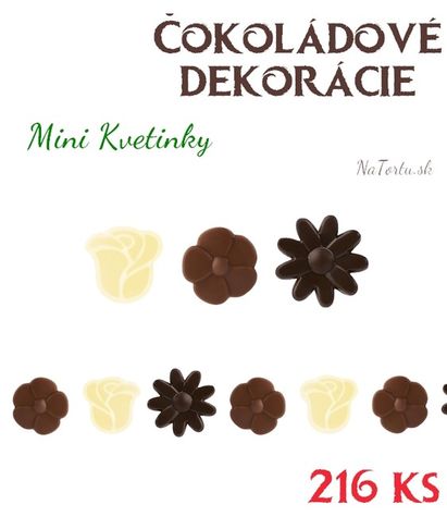 Čokoládové dekorácie - Mini kvetinky (216 ks)
