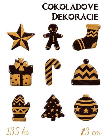 Čokoládové dekorácie - Vianočné vzory (135ks)