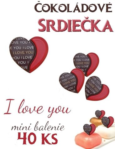Čokoládové srdiečka I Love You - mini balenie 40 ks