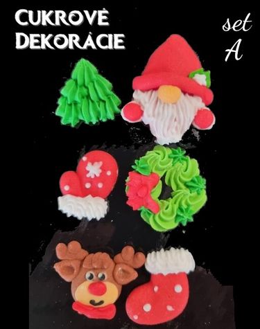Cukrové dekorácie mini -Vianočná sada