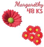Cukrové kvety - Margarétky - Červené - 48 ks