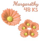 Cukrové kvety - Margarétky - Marhuľové - 48 ks