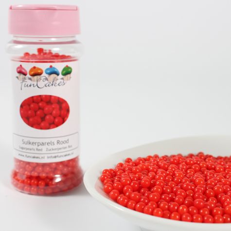 Cukrové perly - Červené - 5 ks v bal.