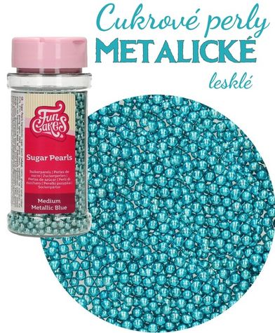 Cukrové perly - Metalické modré (s leskom)