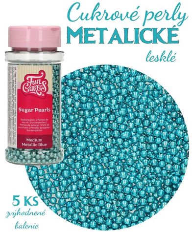 Cukrové perly - Metalické modré (s leskom) - 5 ks v bal.