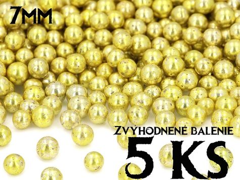 Cukrové perly XL - Metalické Zlaté 7 mm- VO BAL. 5 ks
