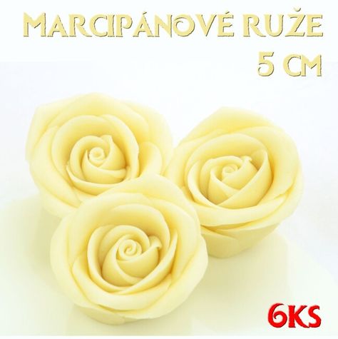 Modelované marcipánové ruže 5 cm - smotanové (6ks)