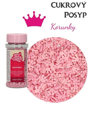 Cukrový posyp - ružové Korunky - VO bal. 3 ks