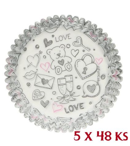 cupcake košíčky - Love Doodle - VO BAL. 5 x 48 ks