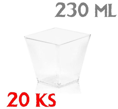 Dezertné poháriky - hranaté 230ml - 20 ks