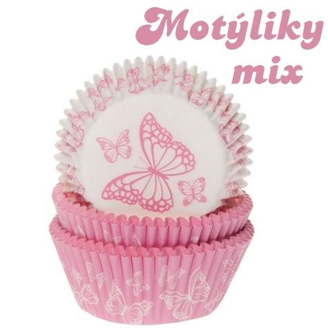 Farebné cupcakes košíčky - Motýliky mix (50ks)