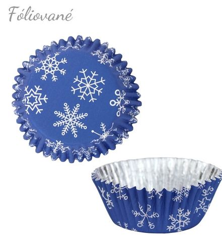 Fóliované košíčky - Snehové vločky (modré)