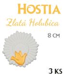 Hotové 3D cukrové dekorácie - Hostie so zlatou Holubicou (3 ks)