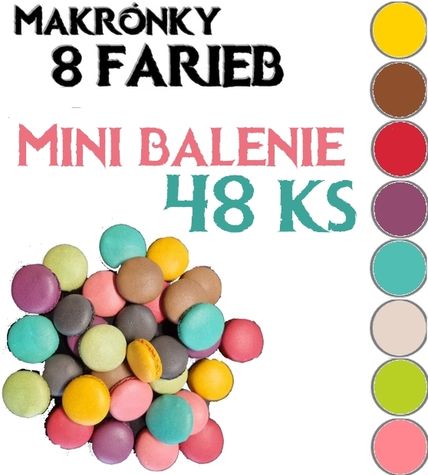 Hotové makronky 8 farieb - Mini balenie 48 ks