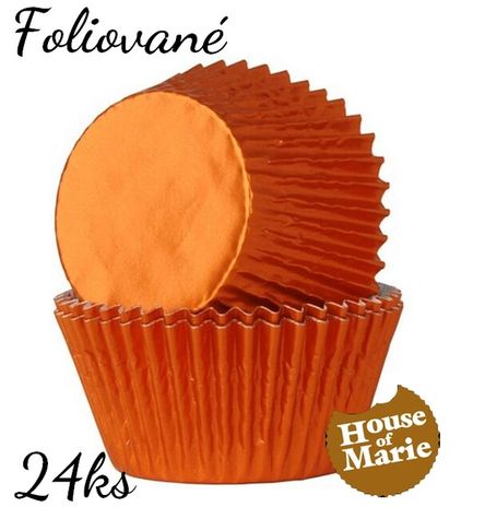 košíčky na cupcakes HoM - Foliované Oranžové