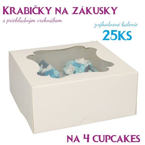 krabice na 4 cupcakes alebo zákusky - balenie 25 ks