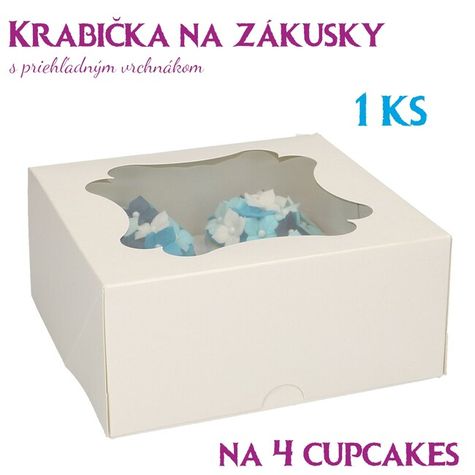 krabička na zákusky alebo 4 cupcakes - predaj po 1 ks