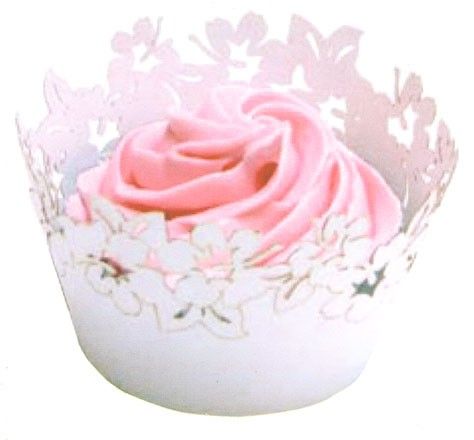kvetinové lemovky okolo cupcakes - Biele - 12 ks