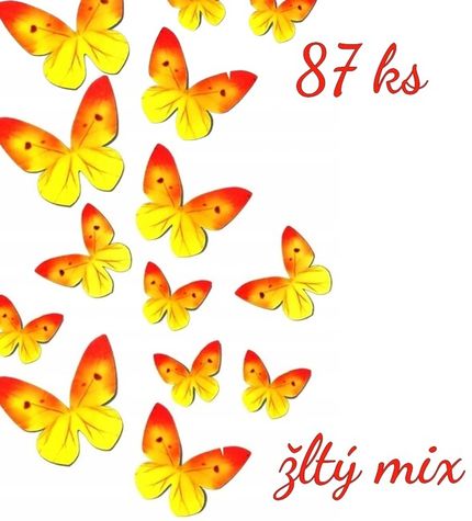 Motýle z jedlého papiera - žltý mix 87 ks