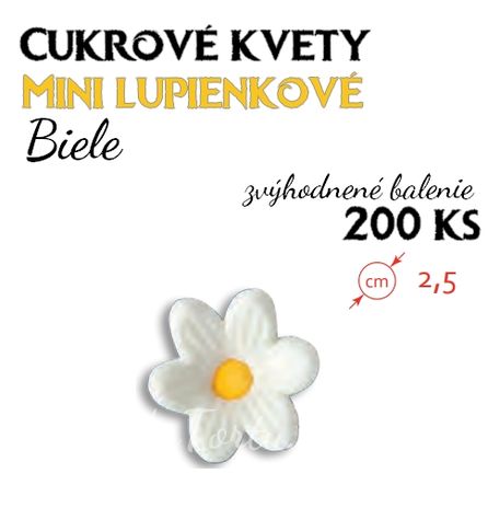 Cukrové Mini Kvetinky - Biele (25mm) - zvýh. bal. 2 x 100 ks