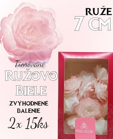 Ruže - jemne ružové tieňované - zvýh. balenie (2x15ks)
