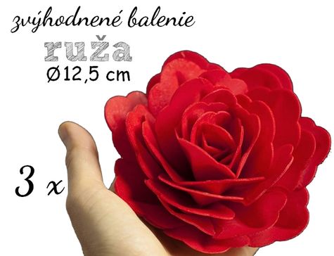 Ruže maxi 12,5 cm - červené - Zvýhodnené bal. 3 ks