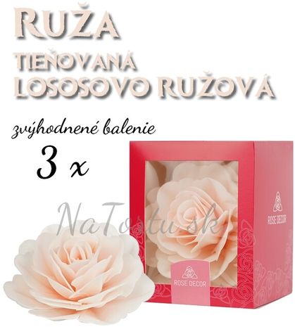 Ruže maxi 12,5 cm - Lososová (tieňovaná) - výhod.bal. 3 ks