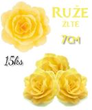Ruže veľké z jedlého papiera - Žlté - VO BAL 2 sady (2x15ks)