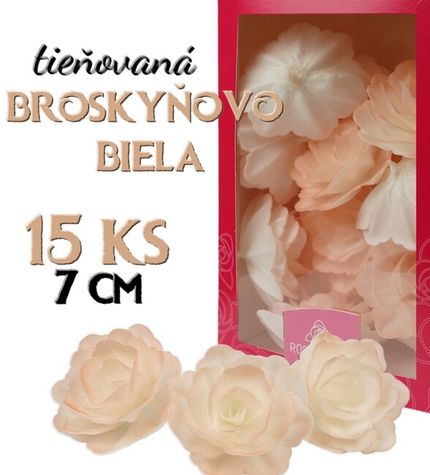 Ruže z jedlého papiera 7 cm - 15 ks- Tieňované Lososovo-ružová