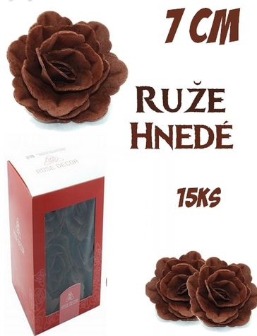 Ruže z jedlého papiera 7 cm - čokoládovo hnedé 15 ks