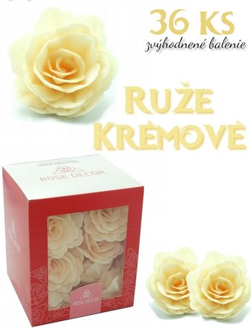 Ruže z jedlého papiera Krémové - VO BAL. 2 sady (36ks)