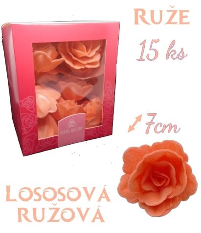 Ruže z jedlého papiera - Lososová rúžová (7cm) - 15 ks