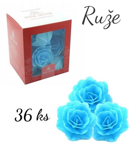 Ruže z jedlého papiera - Modré - VO BAL 2 sady (2x18ks)