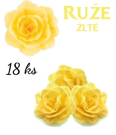 Ruže z jedlého papiera - žlté - 18 ks
