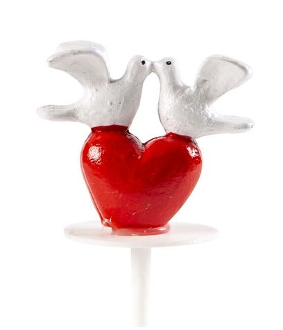 Srdiečko s holubicami - plastový zápich