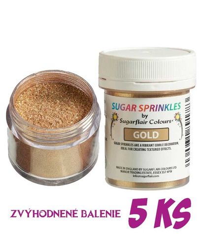 Sugar Sprinkles Gold - zlaté trblietky s leskom -. zvýh.bal. 5 ks
