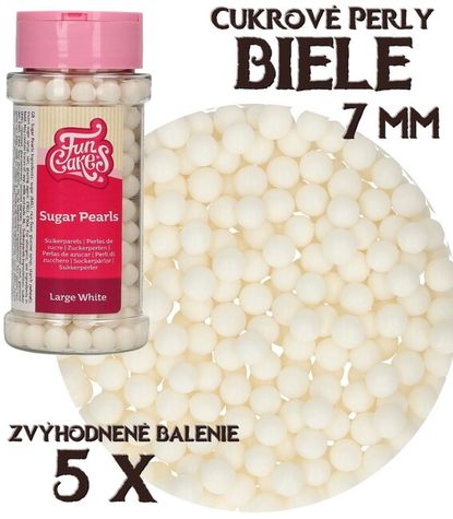 XL cukrové perly - Biele 7 mm - zvýh. balenie 5 ks