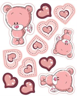 Srdiečka a Zamilovaný medvedík - vyrezávané z jedlého papiera